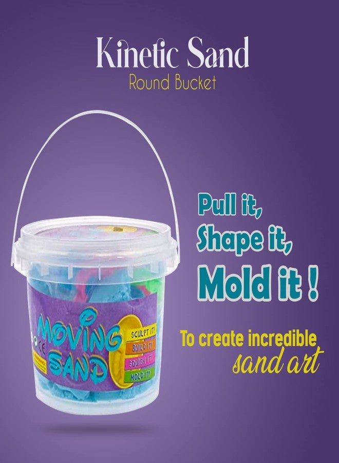 Kartunbox Children Sandcastle Set for Kids 3 Kinetic Sand 500 GM Round Bucket | Dough Box with mould Toys| Reusable Craft Sand | Amazing Active Magic Gluten Free Clay Sand |Stress Relieving Children's Slime Play Sand for Kids -Multicolour - Image 4